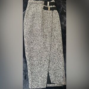 JLUXLABEL Textured Gray Pencil Skirt